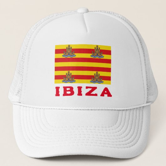 Vlag van Ibiza, SPANJE Trucker Pet (Voorkant)