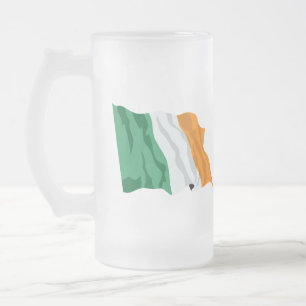 Vlag van Ierland Frosted Glass Stein Matglas Bierpul