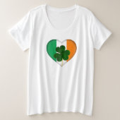 Vlag van Ierland Hart met Shamrock St. Patrick Grote Maat T-shirt (Design voorkant)