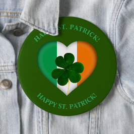 Vlag van Ierland Hart met Shamrock St. Patrick Ronde Button 6,0 Cm