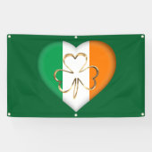 Vlag van Ierland Hart met Shamrock St. Patrick Spandoek (Horizontaal)