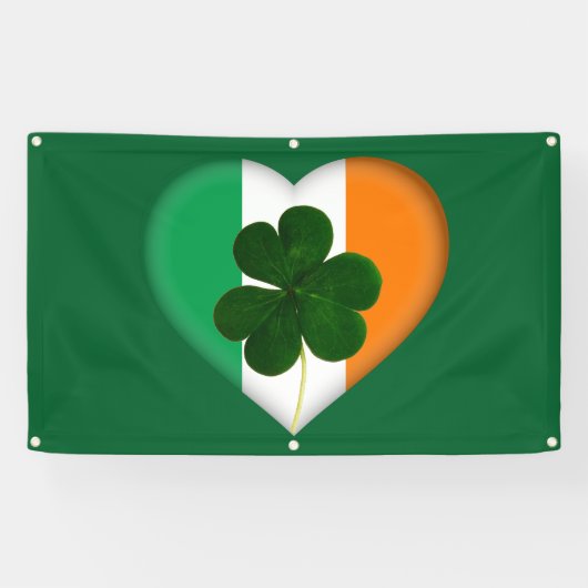 Vlag van Ierland Hart met Shamrock St. Patrick Spandoek (Horizontaal)