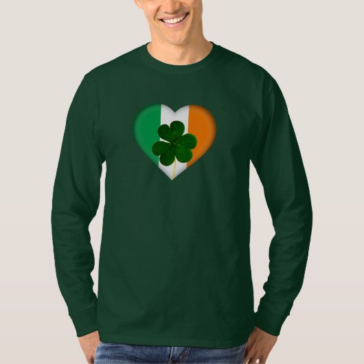 Vlag van Ierland Hart met Shamrock St. Patrick T-shirt (Voorkant)