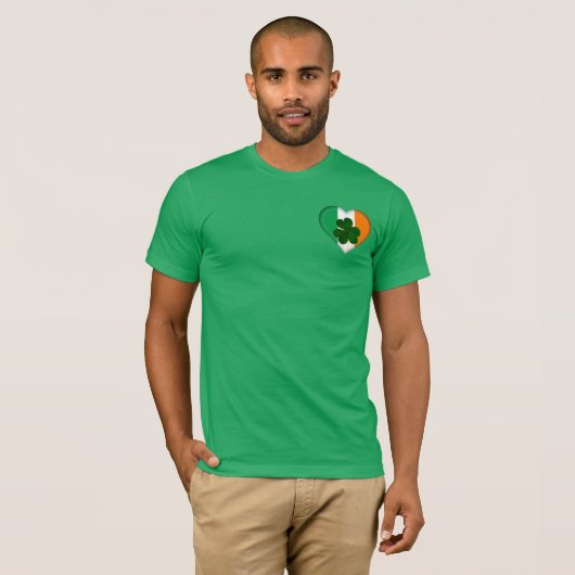 Vlag van Ierland Hart met Shamrock St. Patrick T-shirt (Voorkant volledig)