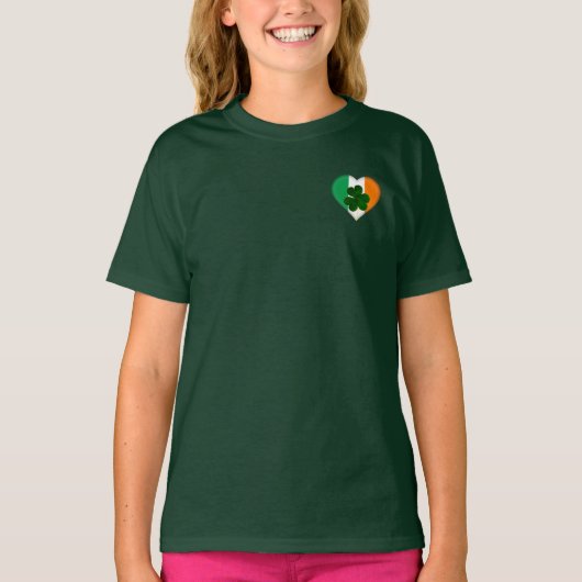 Vlag van Ierland Hart met Shamrock St. Patrick T-shirt (Voorkant)