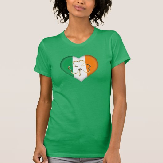 Vlag van Ierland Hart met Shamrock St. Patrick T-shirt (Voorkant)
