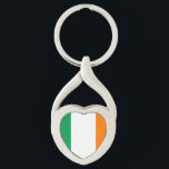 Vlag van Ierland Hart Sleutelhanger<br><div class="desc">Het land "Flag of Ireland" met een verticale driekleur van groen,  wit en sinaasappel.</div>