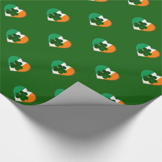 Vlag van Ierland Harten met Shamrocks St. Patrick Cadeaupapier (Hoek)