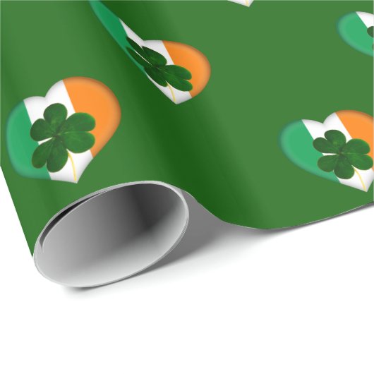 Vlag van Ierland Harten met Shamrocks St. Patrick Cadeaupapier (Rol Hoek)