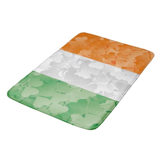 Vlag van Ierland met een shamrockpatroon Badmat (Gekanteld)