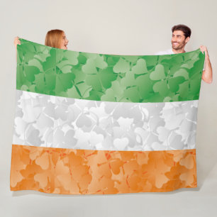 Vlag van Ierland met een shamrockpatroon Fleece Deken