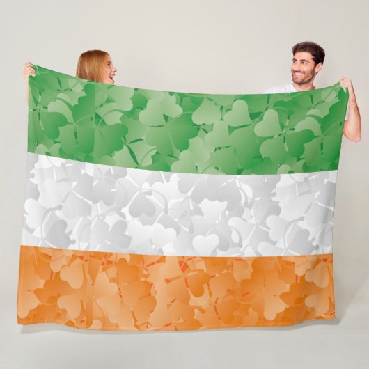 Vlag van Ierland met een shamrockpatroon Fleece Deken (In situ)