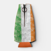 Vlag van Ierland met een shamrockpatroon Flesjeskoeler (Achterkant)