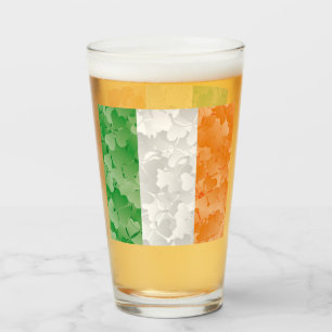 Vlag van Ierland met een shamrockpatroon Glas
