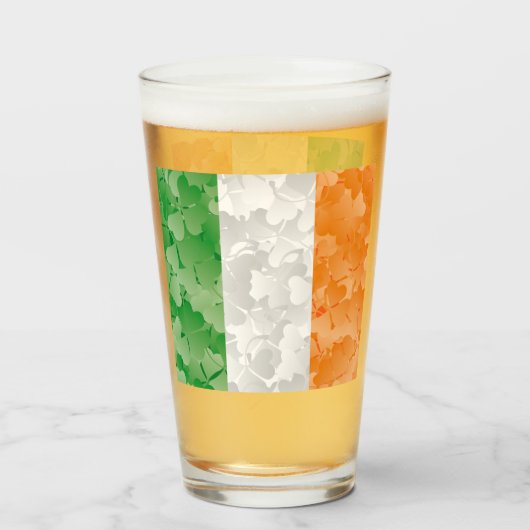 Vlag van Ierland met een shamrockpatroon Glas (Voorkant gevuld)