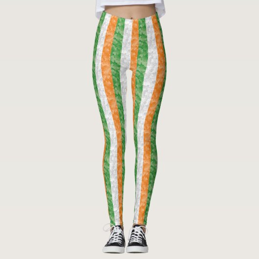 Vlag van Ierland met een shamrockpatroon Leggings (Voorkant)
