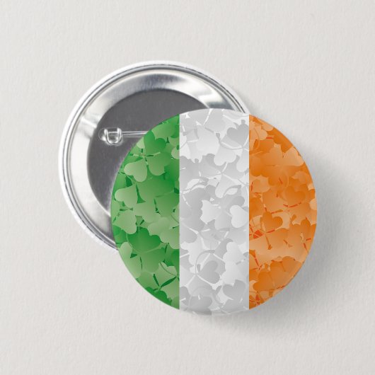 Vlag van Ierland met een shamrockpatroon Ronde Button 5,7 Cm (Voorkant /achterkant)