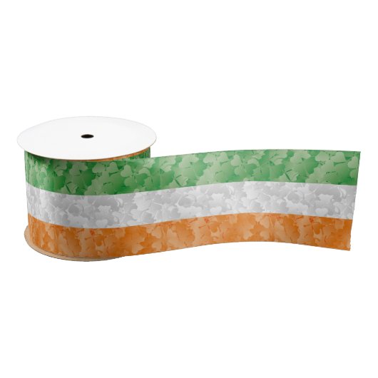 Vlag van Ierland met een shamrockpatroon Satijnen Lint (Spoel)