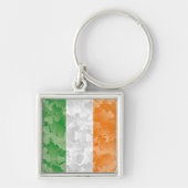 Vlag van Ierland met een shamrockpatroon Sleutelhanger (Voorkant)