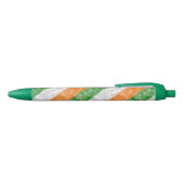 Vlag van Ierland met een shamrockpatroon Zwarte Inkt Pen (Bovenkant)