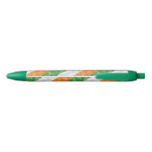 Vlag van Ierland met een shamrockpatroon Zwarte Inkt Pen (Achterkant)