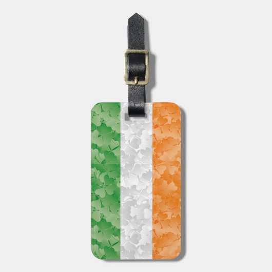 Vlag van Ierland met het shamrockpatroon Luggage T Bagagelabel (Voorkant verticaal)