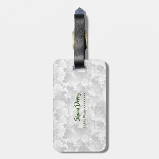 Vlag van Ierland met het shamrockpatroon Luggage T Bagagelabel (Achterkant verticaal)