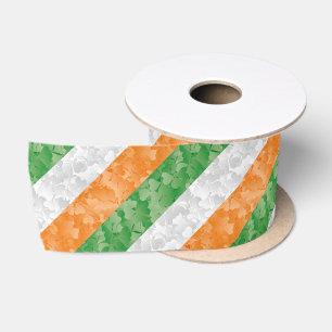 Vlag van Ierland met het shamrockpatroon Satin Rib Satijnen Lint