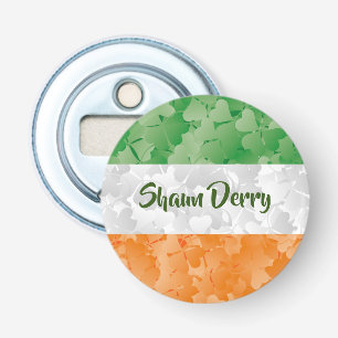 Vlag van Ierland met shamrockpatroon Bottle Open Button Flesopener