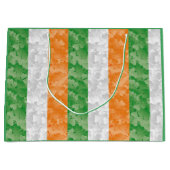 Vlag van Ierland met shamrockpatroon Wijn Gift B Groot Cadeauzakje (Voorkant)