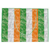 Vlag van Ierland met shamrockpatroon Wijn Gift B Groot Cadeauzakje (Achterkant)