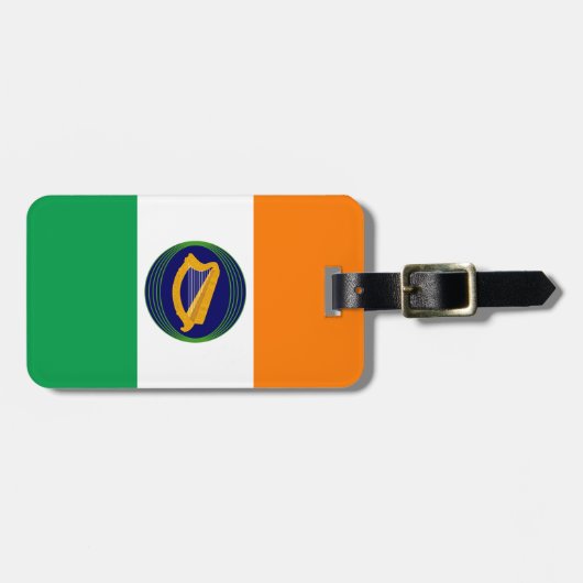 Vlag van Ierland met wapenschild Bagagelabel (Voorkant horizontaal)
