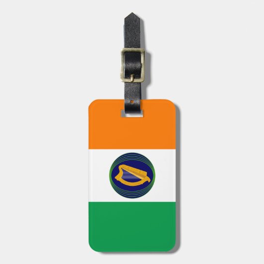 Vlag van Ierland met wapenschild Bagagelabel (Voorkant verticaal)