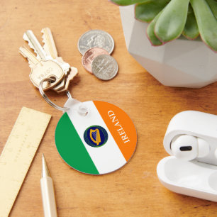 Vlag van Ierland met wapenschild Sleutelhanger