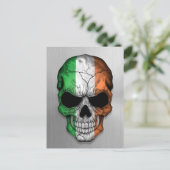 Vlag van Ierland op een stalen schedel Briefkaart (Staand voorkant)