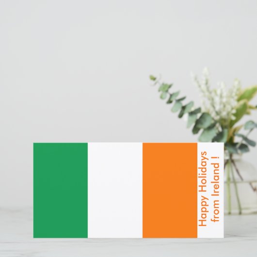 Vlag van Ierland, Prettige Feestdagen vanuit Ierla Feestdagenkaart (Staand voorkant)