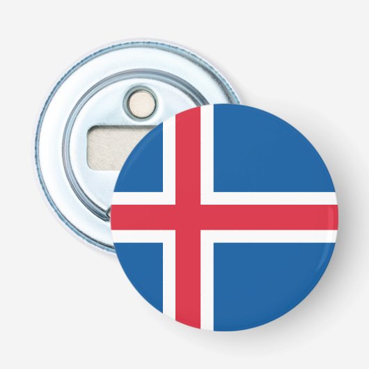 vlag van IJsland - Button Flesopener (Voorkant)