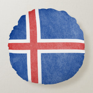 Vlag van IJsland Grunge Rond Kussen