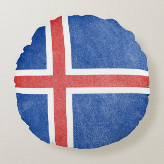 Vlag van IJsland Grunge Rond Kussen