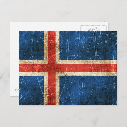 vlag van IJsland met ouderdom en kraakbedekking Briefkaart (Voorkant / Achterkant)