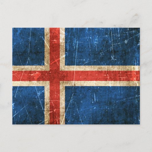 vlag van IJsland met ouderdom en kraakbedekking Briefkaart (Voorkant)