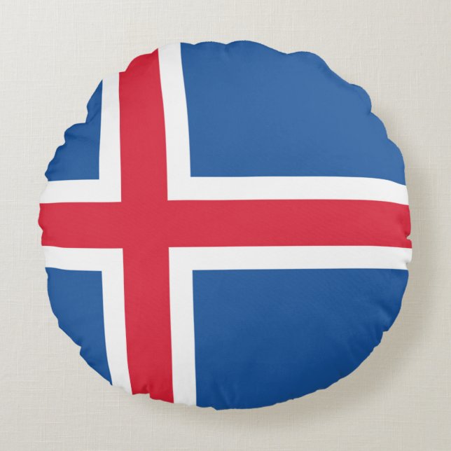 Vlag van IJsland Rond Kussen (Voorkant)
