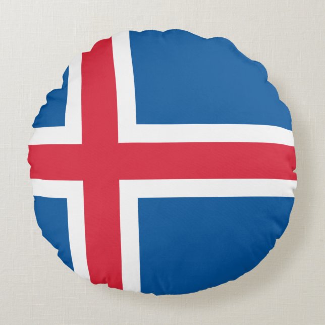 Vlag van IJsland Rond Kussen (Voorkant)