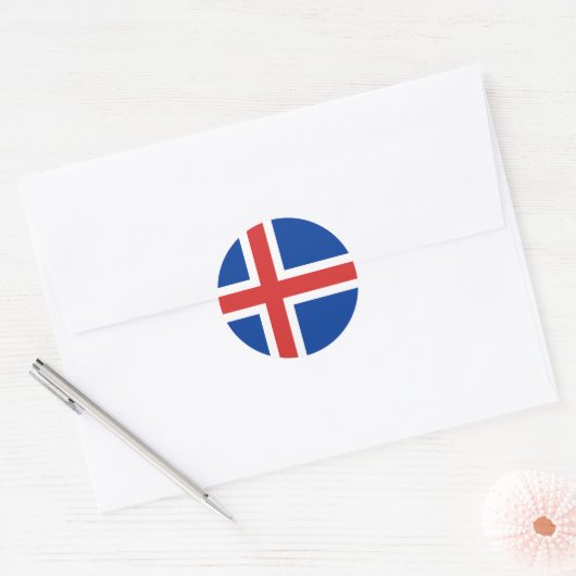 Vlag van IJsland Ronde Sticker (Envelop)