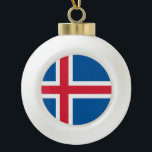 vlag van IJsland - sieraad Keramische Bal Ornament<br><div class="desc">IJslandse vlag - Gepersonaliseerd versieringsmiddel</div>