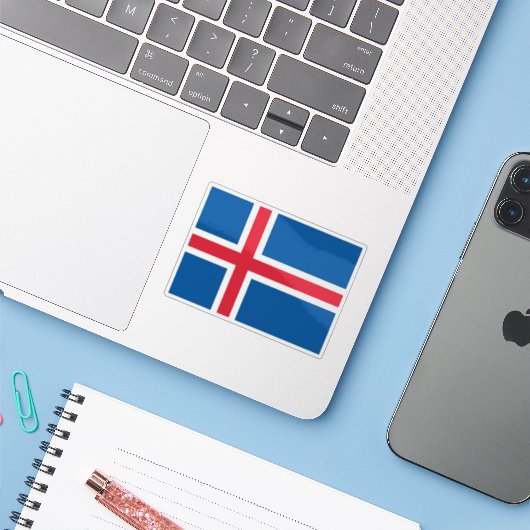 Vlag van IJsland Sticker (Laptop met iPhone)