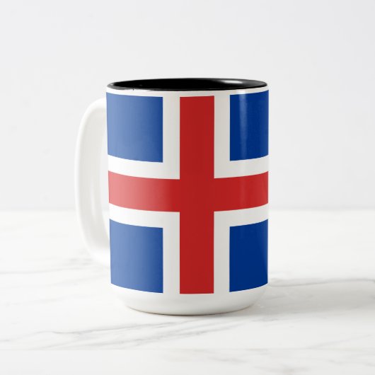 Vlag van IJsland Tweekleurige Koffiemok (Voorkant links)