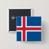 Vlag van IJsland Vierkante Button 5,1 Cm (Voorkant /achterkant)