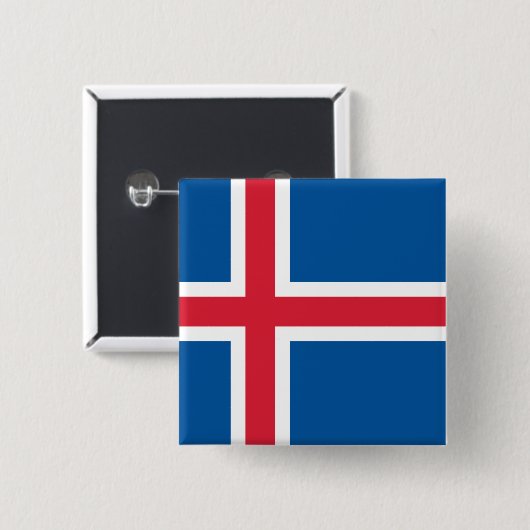 Vlag van IJsland Vierkante Button 5,1 Cm (Voorkant /achterkant)