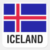 VLAG VAN IJSLAND VIERKANTE STICKER (Voorkant)